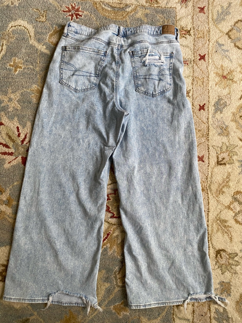 American Eagle Outfitters Light Blue Wide Leg Jeans 14 short